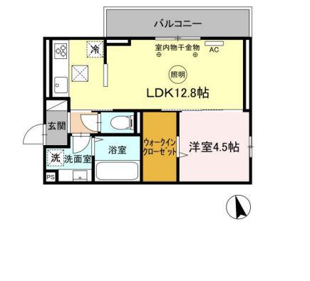 アピリシティII(1LDK/1階)の間取り写真