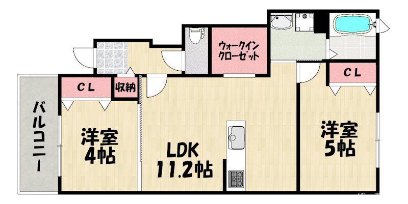 プラエフメゾン和白イースト(2LDK/2階)の間取り写真