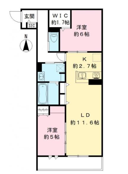 芝弥生レジデンス(2LDK/2階)の間取り写真
