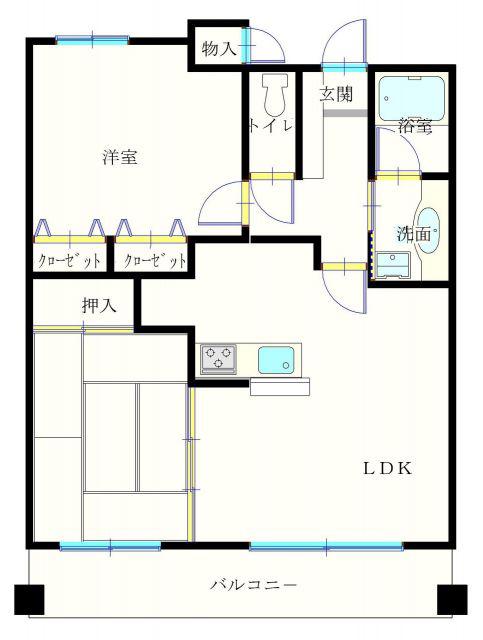 アーサヒルズ(2LDK/1階)の間取り写真