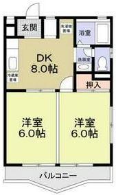 ロキシーパンセ中浦和(2DK/3階)の間取り写真