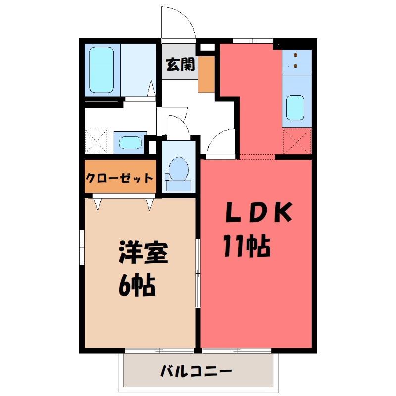 クレインC(1LDK/2階)の間取り写真