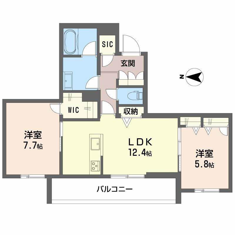 シャーメゾン静永(2LDK/2階)の間取り写真