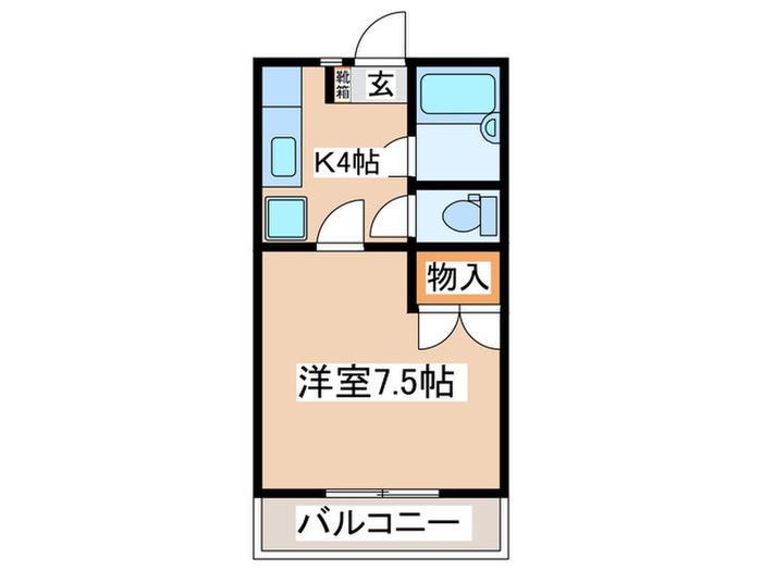 エイブルB(1K/2階)の間取り写真