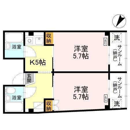 ヌーベル館II(2K/2階)の間取り写真