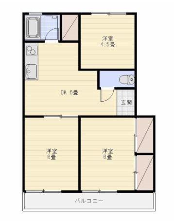 ベルマンション(3DK/1階)の間取り写真