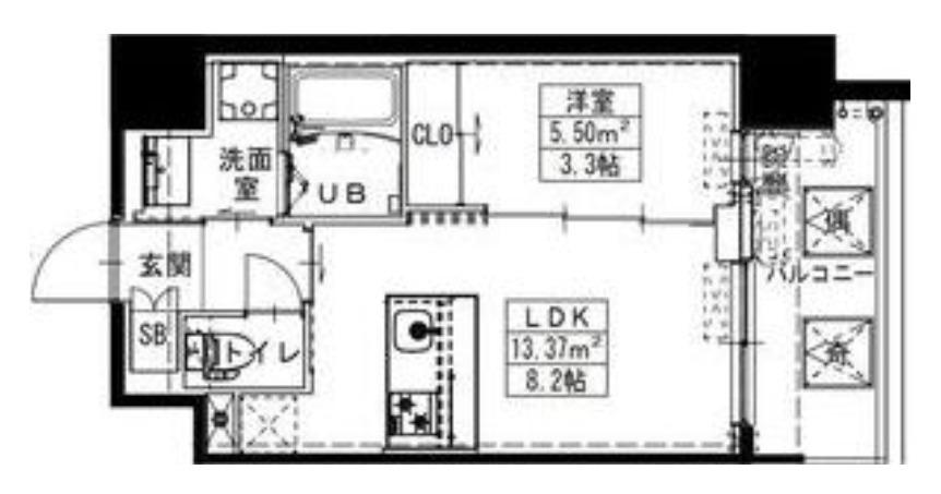 S-RESIDENCE難波西ALTER(1LDK/3階)の間取り写真