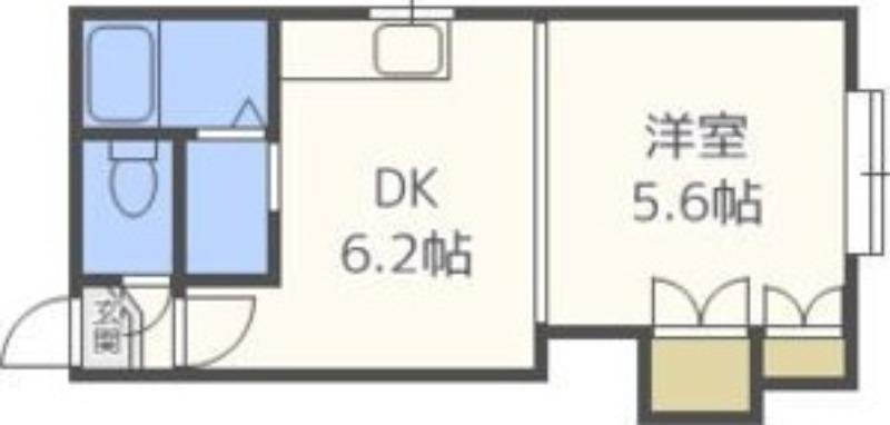 アルファルーセント(1DK/2階)の間取り写真