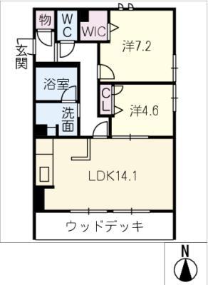 ロンサール・ブラン(2LDK/1階)の間取り写真
