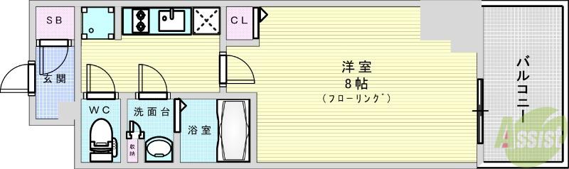 TOPAZ江坂(1K/8階)の間取り写真