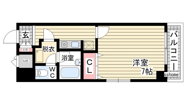 インペリアル篠原(1K/2階)の間取り写真