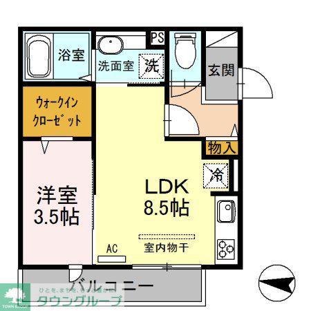 OLEN KOTONA(1LDK/1階)の間取り写真