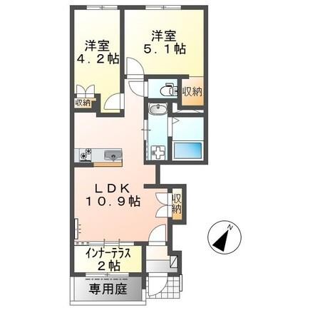 清水区船原マンション(2LDK/1階)の間取り写真