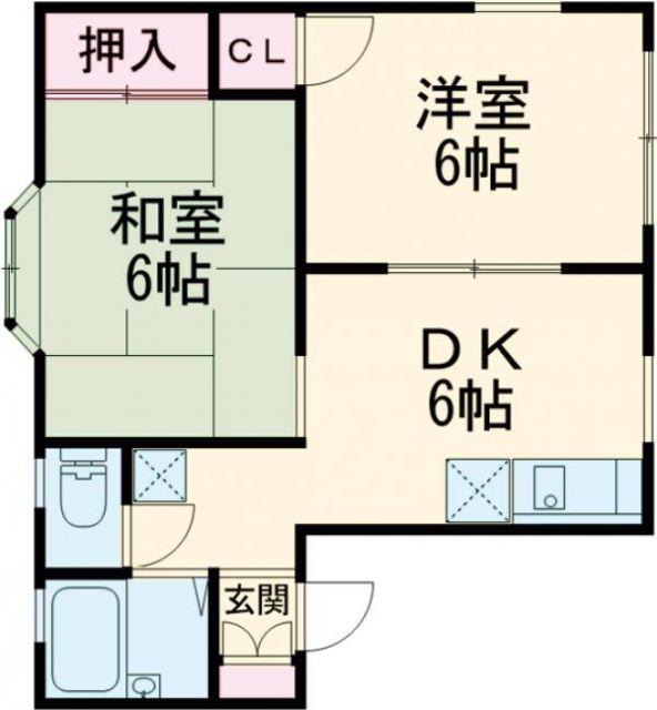ドルフ川平(2DK/1階)の間取り写真