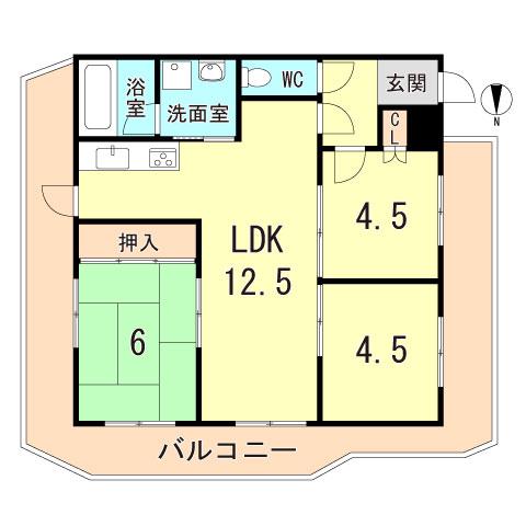 六甲ヒルズ篠原台(3LDK/3階)の間取り写真