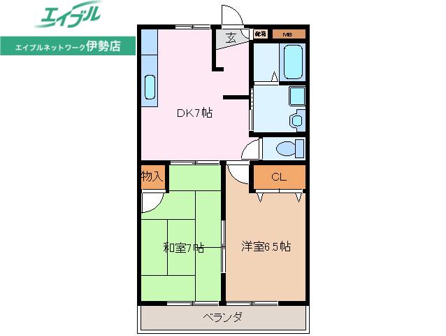 エクセレント山宝(2DK/1階)の間取り写真