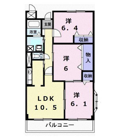 サニーパレス(3LDK/2階)の間取り写真