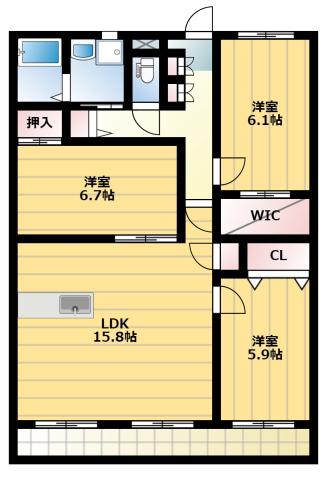 イル マーレ(3LDK/1階)の間取り写真