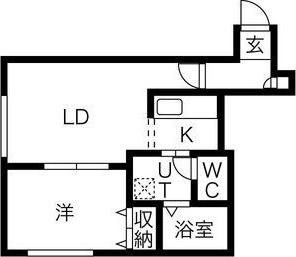 シティハイム南6条(1LDK/2階)の間取り写真