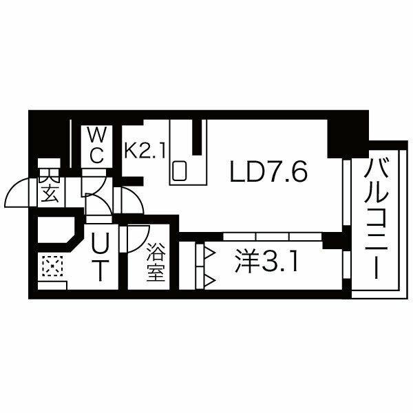 メイクスWアート浅間町(1LDK/15階)の間取り写真