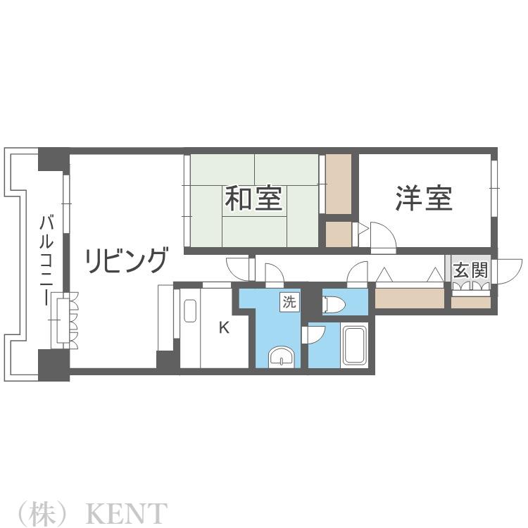 THE RESIDENCE PARK ODORIKOEN 旧ヒルズニ(2LDK/2階)の間取り写真