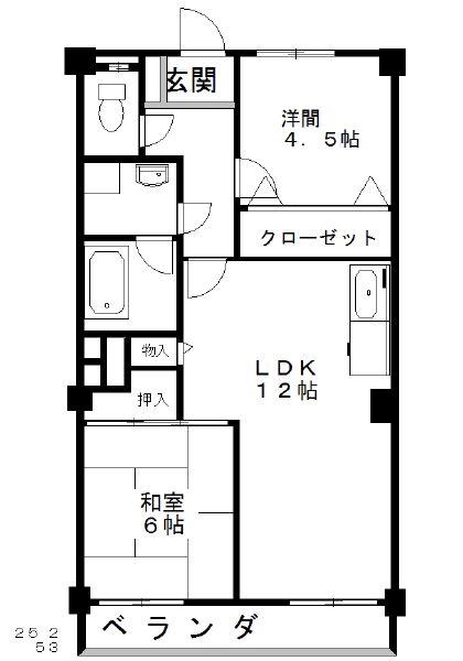 ハイツ潮風(2LDK/3階)の間取り写真