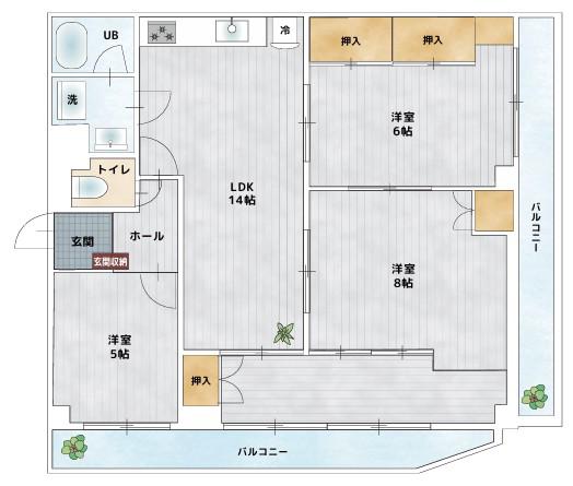 BAUHAUS千田町IV(3LDK/2階)の間取り写真
