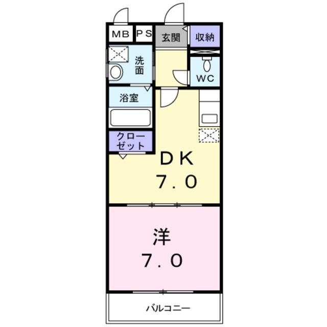 コージーコート加美(1DK/5階)の間取り写真