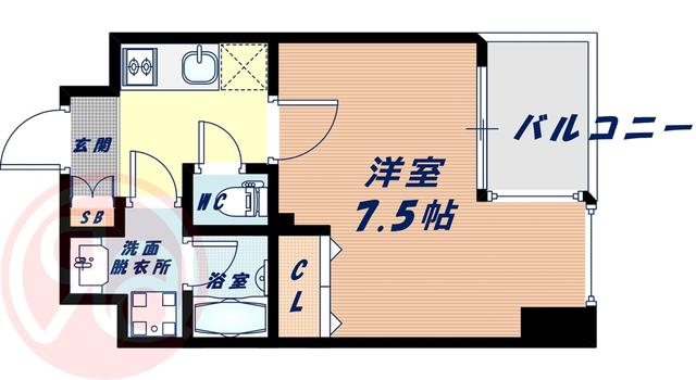 レジディア江戸堀(1K/5階)の間取り写真