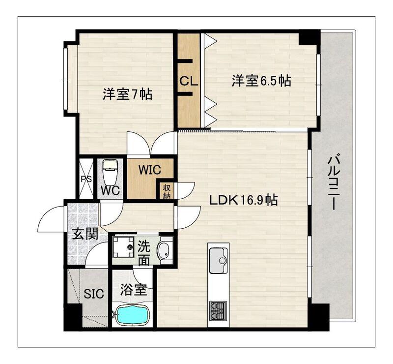 OH OHASHI BLD(2LDK/12階)の間取り写真