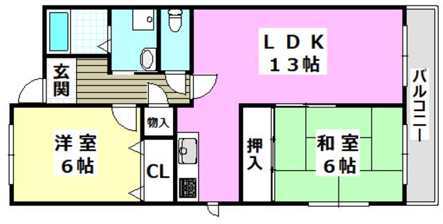 グランビュー(2LDK/3階)の間取り写真