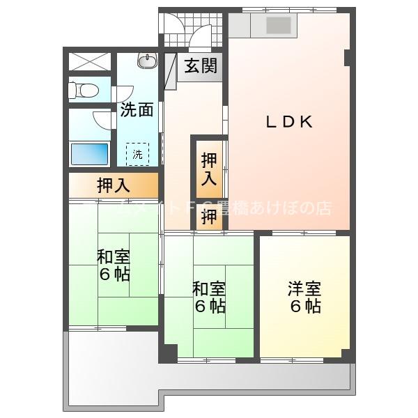 メゾンサカエ(3LDK/2階)の間取り写真