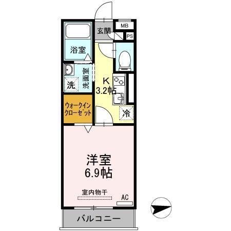 グレイスコート(1K/2階)の間取り写真