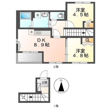 セレスト(2LDK/2階)の間取り写真