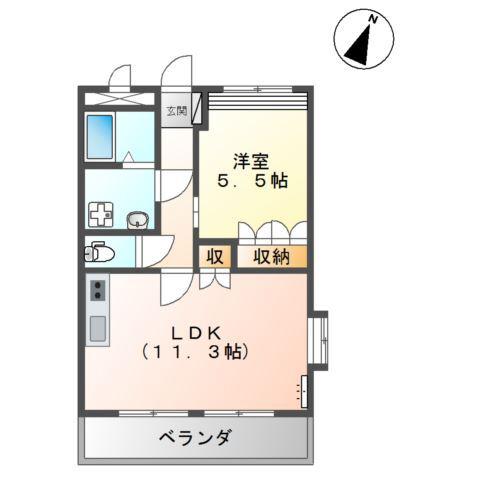 ダンデライオン(1LDK/2階)の間取り写真