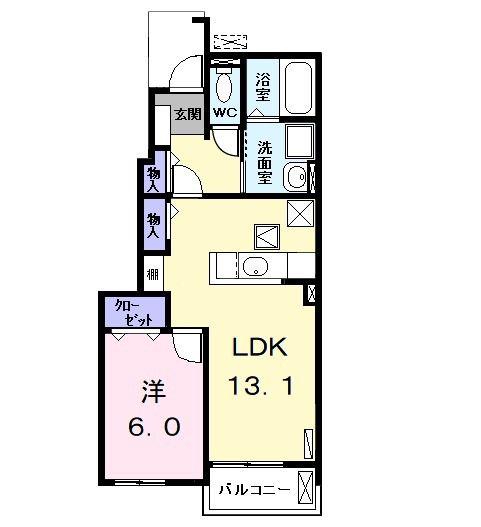 プランドール(1LDK/1階)の間取り写真