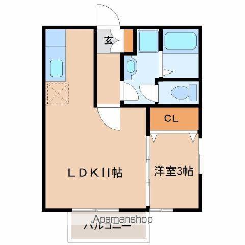 コーポ大住II(1LDK/2階)の間取り写真