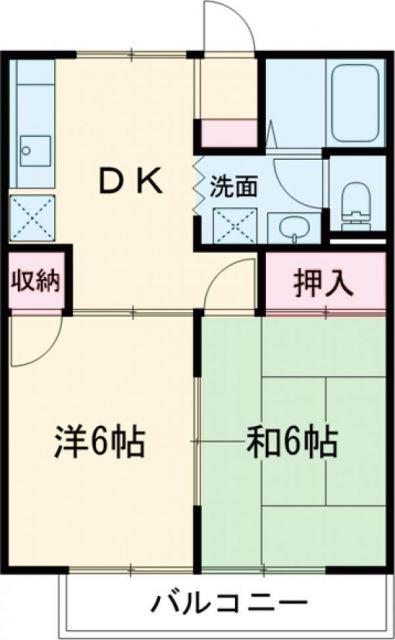サンモールII(2DK/2階)の間取り写真
