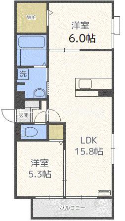 フリージア天王寺(2LDK/3階)の間取り写真