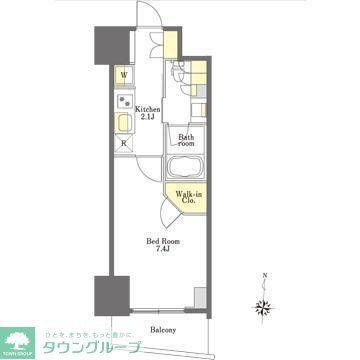 プライムメゾン市谷山伏町(1K/6階)の間取り写真