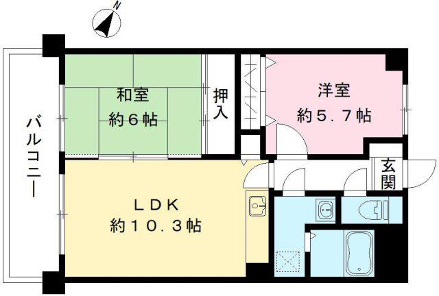 オークハイツ(2LDK/3階)の間取り写真