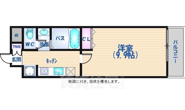 シャウエル牛田(1K/2階)の間取り写真