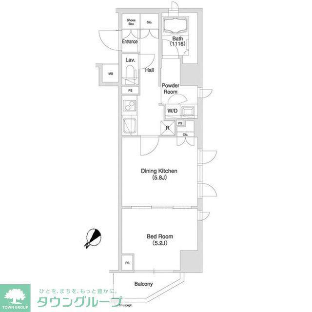 グラマシー横濱関内(1DK/8階)の間取り写真