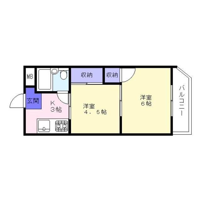 日世ハイツ(2K/4階)の間取り写真