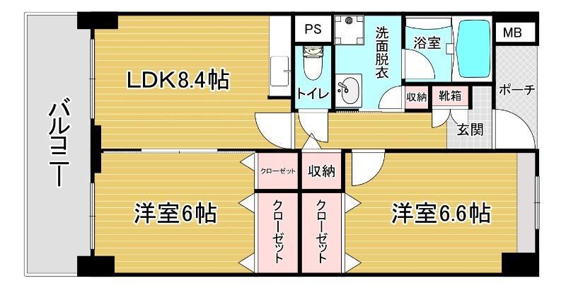 ミレニアム須崎(2DK/2階)の間取り写真