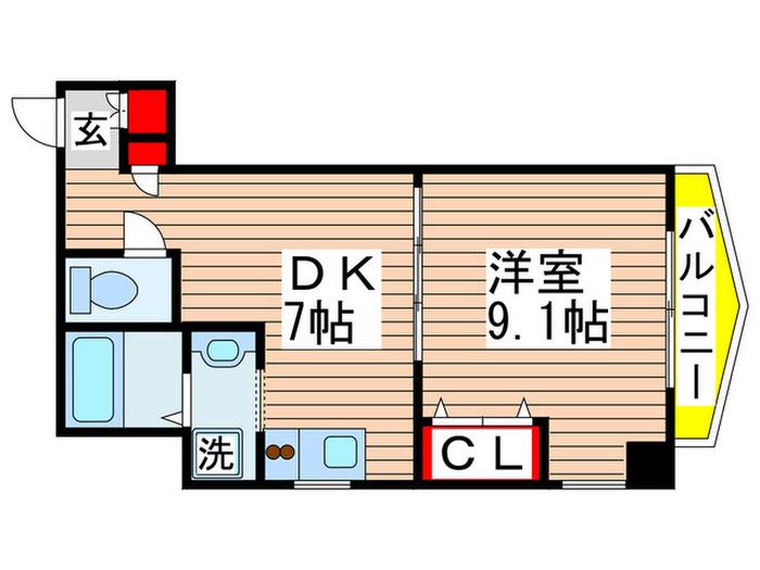 マリンパレス新田町(1DK/3階)の間取り写真