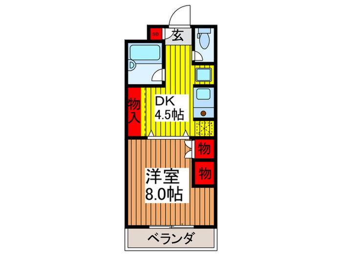 ユニティーウチダ(1DK/2階)の間取り写真