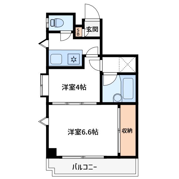 ロイヤルヒルズ長町(2K/6階)の間取り写真