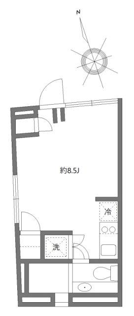 ファーレ代々木上原II(ワンルーム/3階)の間取り写真