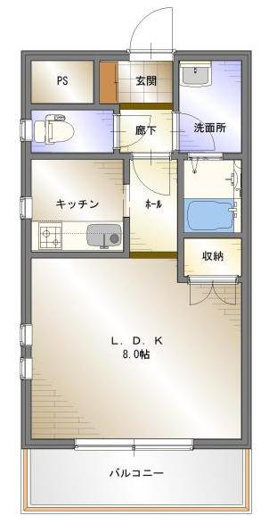IDEALVIDA芳川(ワンルーム/2階)の間取り写真